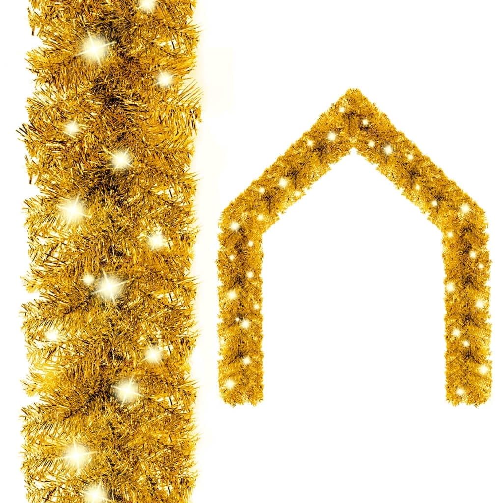 Gold Artificial Christmas Garland with LED Lights, 393.7"