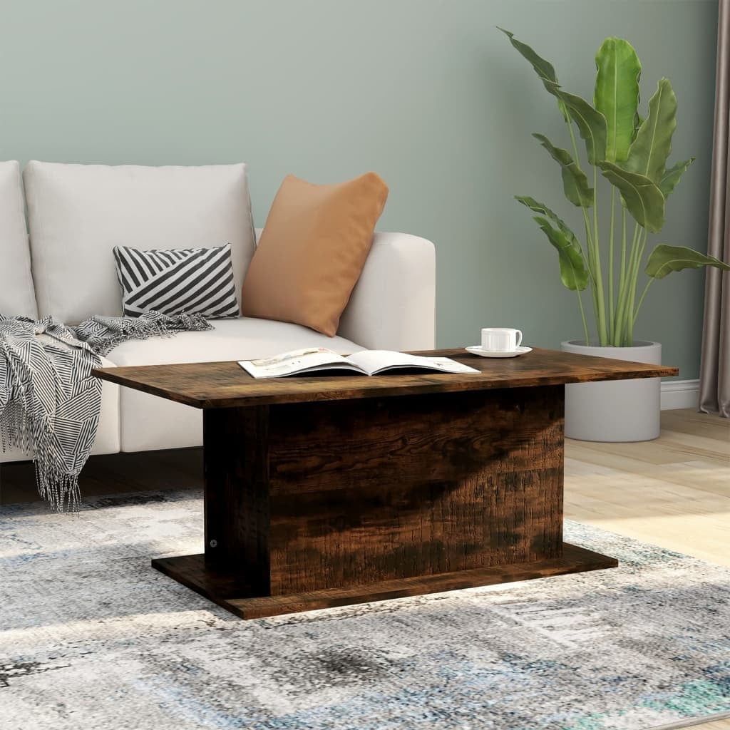 Elegant Smoked Oak Engineered Wood Coffee Table 40.2"x21.9"x15.7"