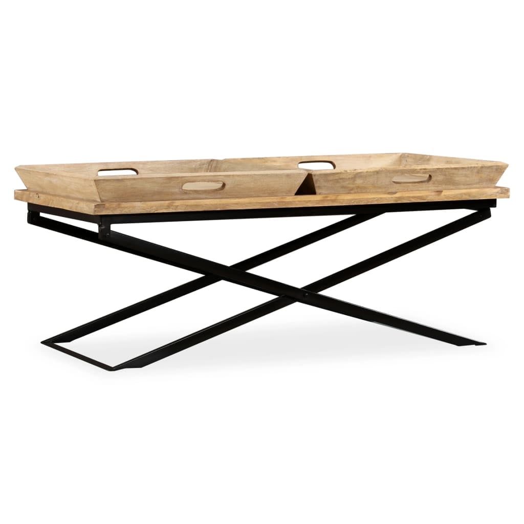 Mango Wood Industrial Coffee Table with Removable Trays, 43"