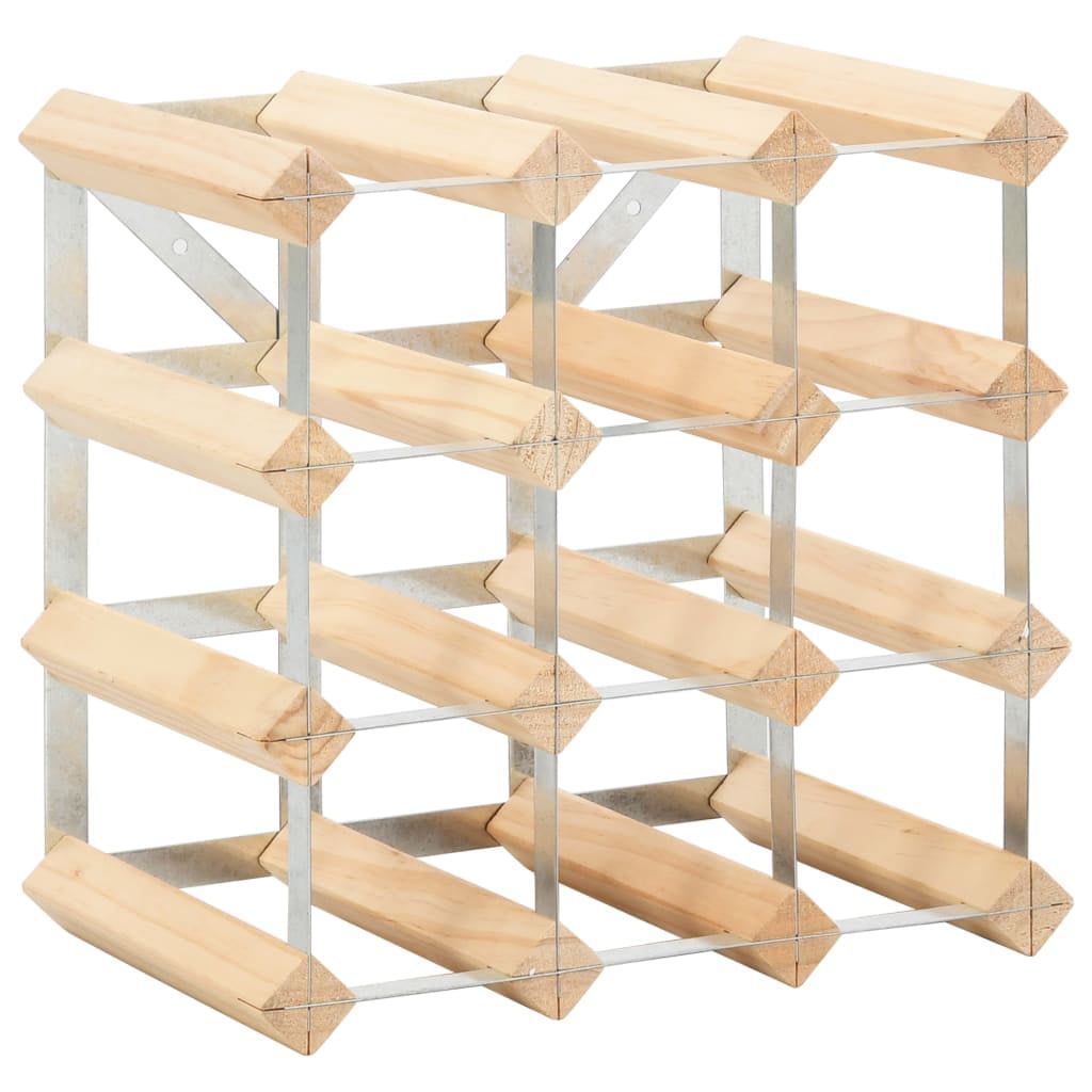 Beige Solid Wood and Steel 12-Bottle Wine Rack