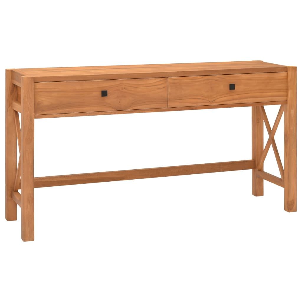 Teak Wood Standing Desk with Dual Drawers