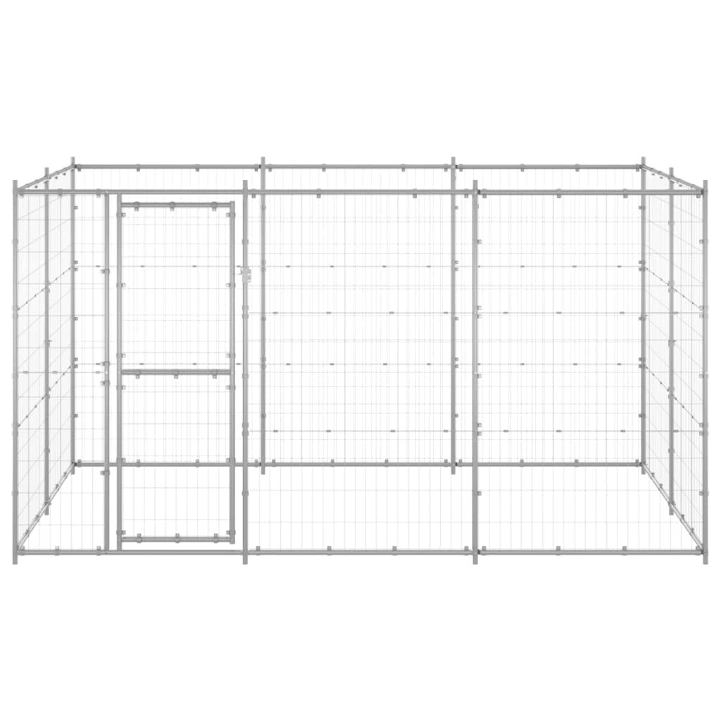 Large Silver Galvanized Steel Outdoor Dog Kennel