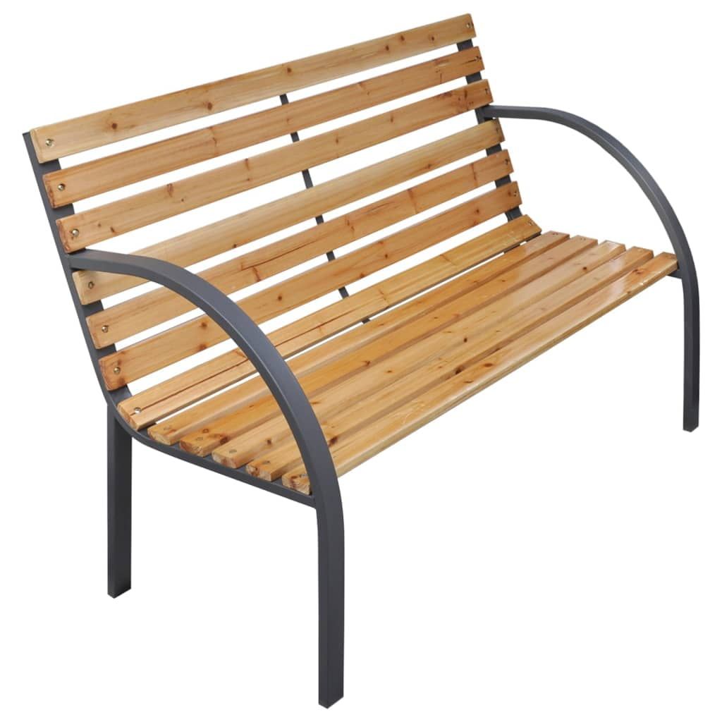 Elegant 44" Solid Fir Wood Patio Bench with Steel Feet