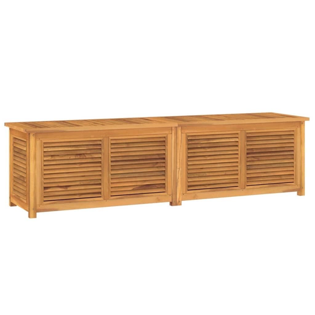 Teak Wood Louvred Outdoor Deck Storage Box with PE Bag