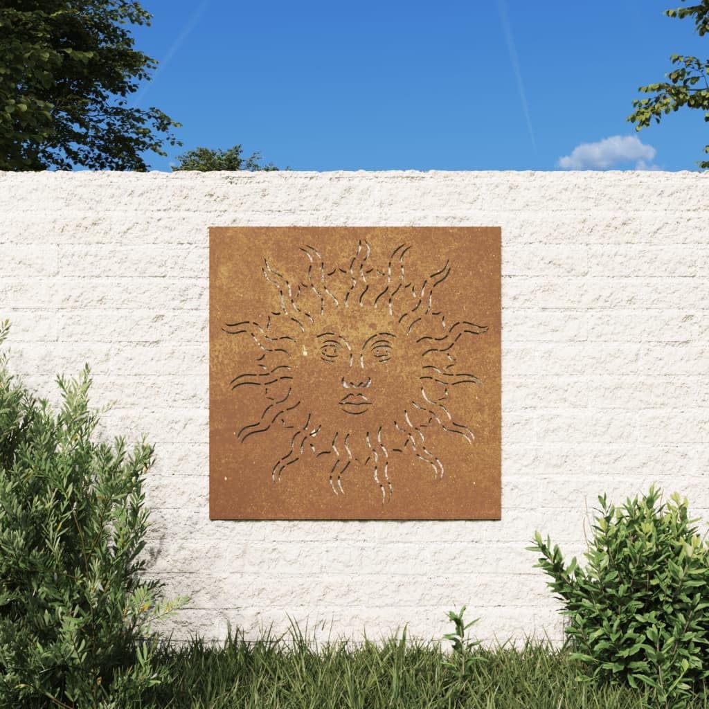 Corten Steel Sun Design Patio Wall Art 21.7" x 21.7"