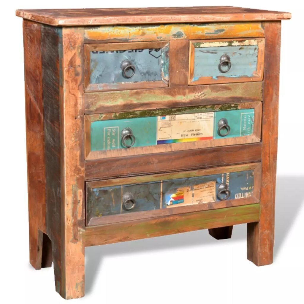 Reclaimed Multi-Color Mango Wood 4-Drawer Chest