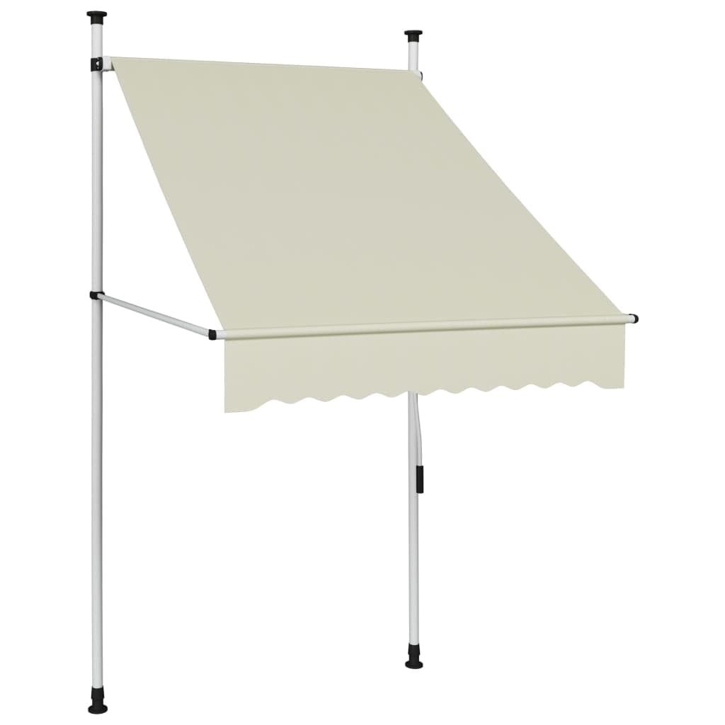 Cream Manual Retractable Awning with Steel Frame