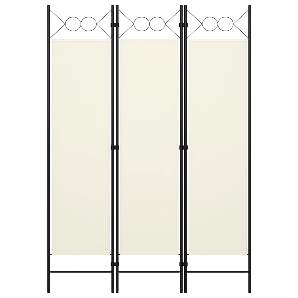 White 3-Panel Folding Room Divider with Circle Design