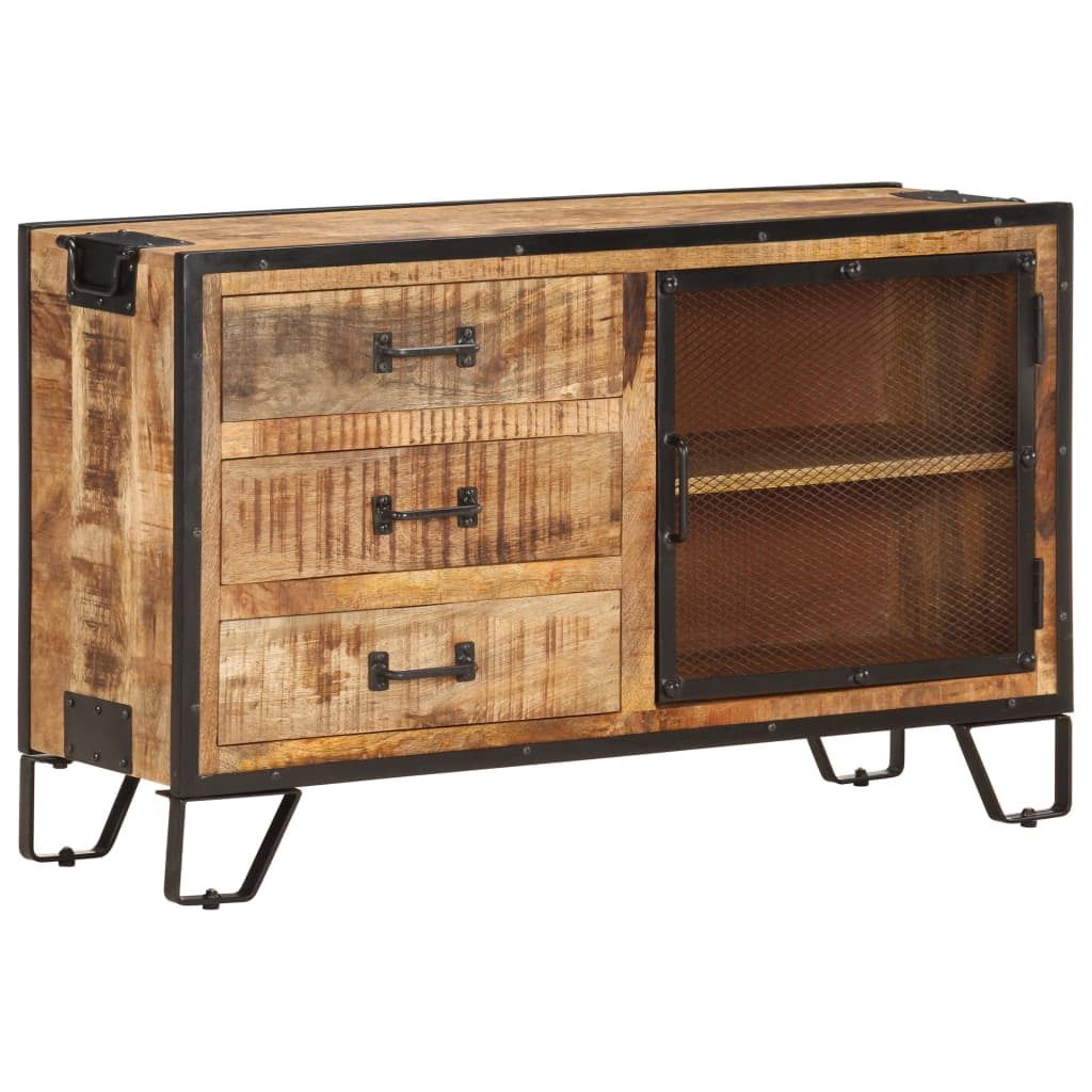 Industrial Solid Mango Wood and Steel Sideboard