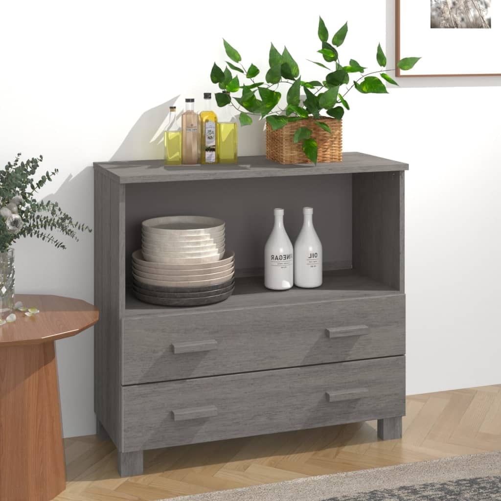 Light Gray Pine Wood Minimalist Buffet Sideboard