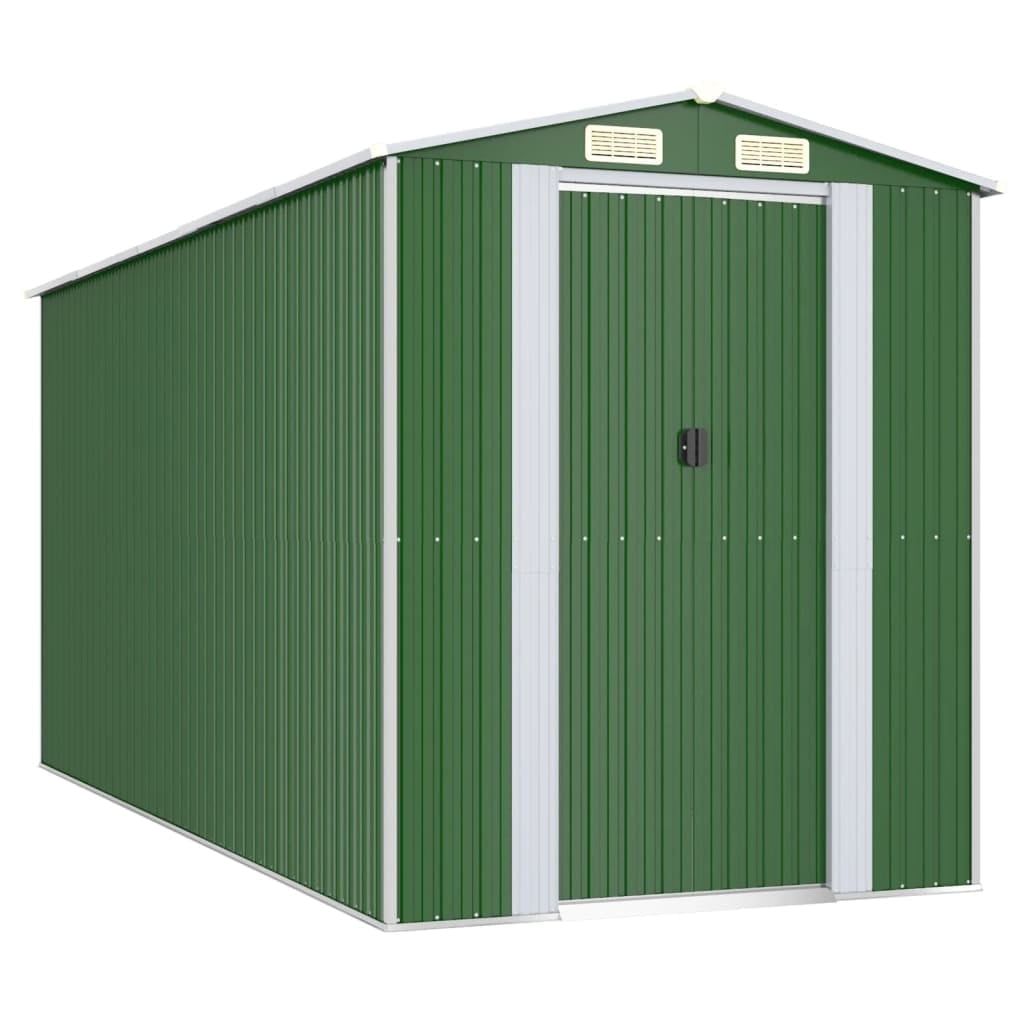 Green Galvanized Steel Outdoor Storage Shed 75.6" x 173.2" x 87.8"