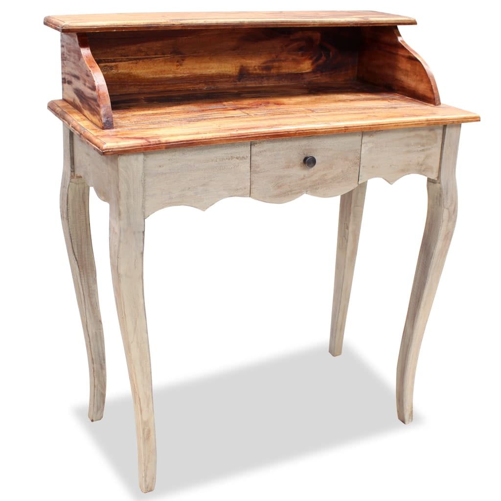 Elegant Vintage Solid Reclaimed Wood Writing Desk with Drawer