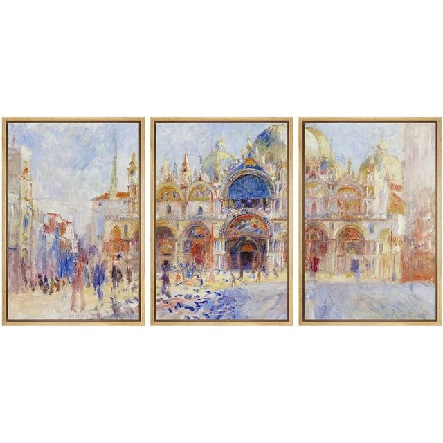 Natural Framed Geometric Canvas Print Set for Bedroom