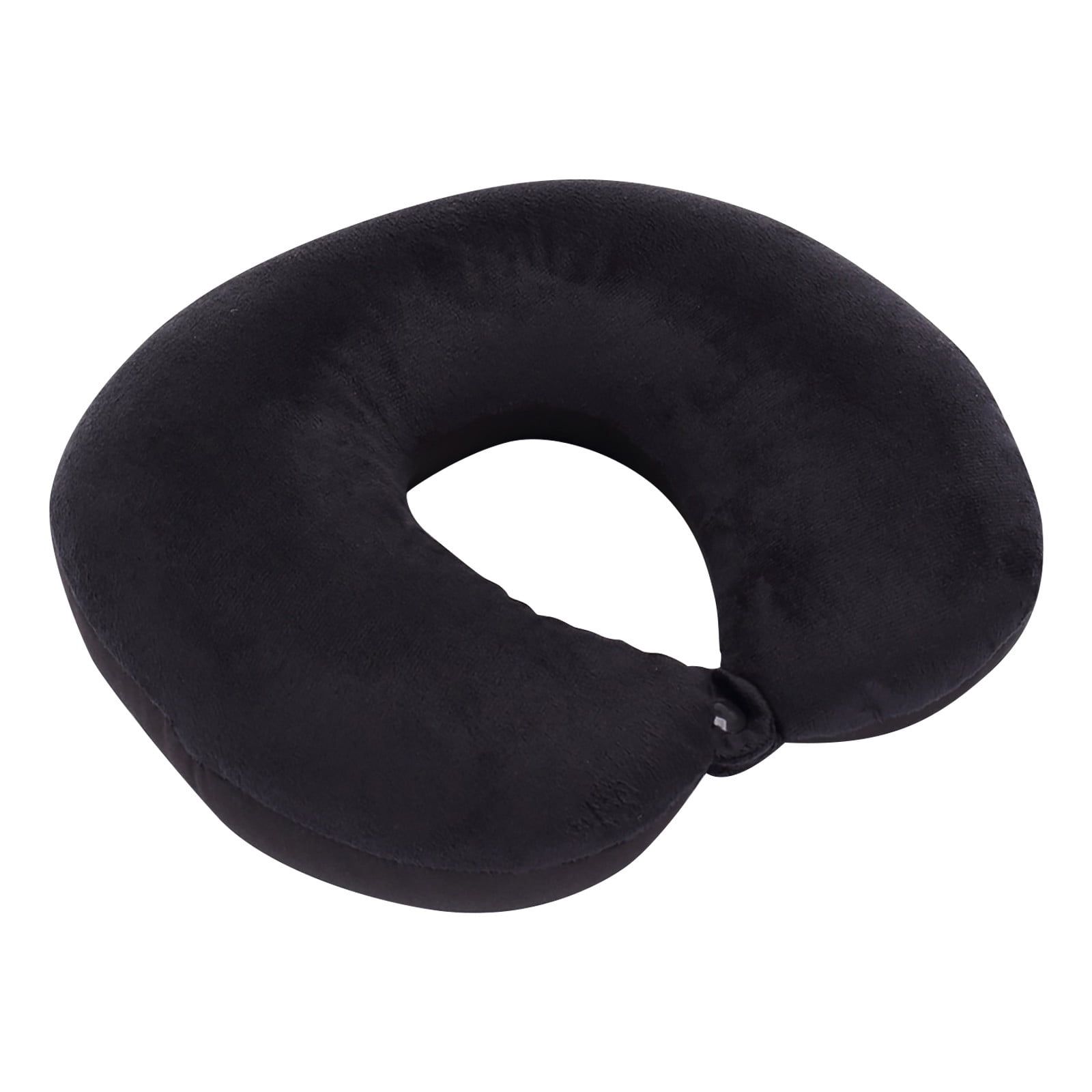 Black Fleece Memory Foam U-Shaped Travel Neck Pillow