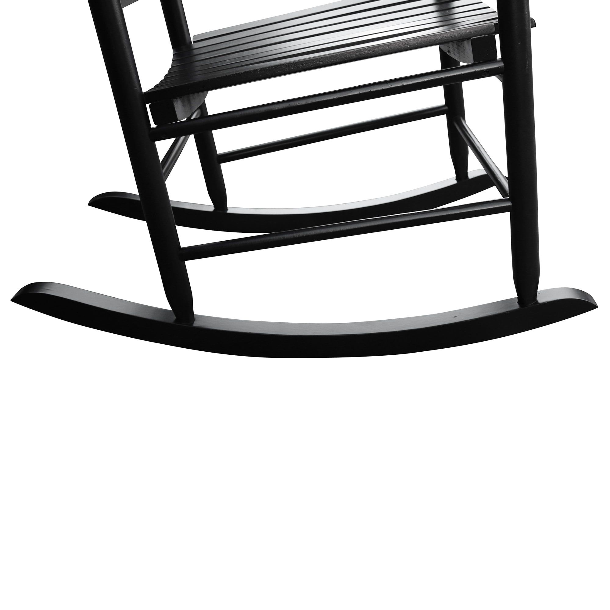 Black Solid Wood Porch Rocking Chair with Armrests