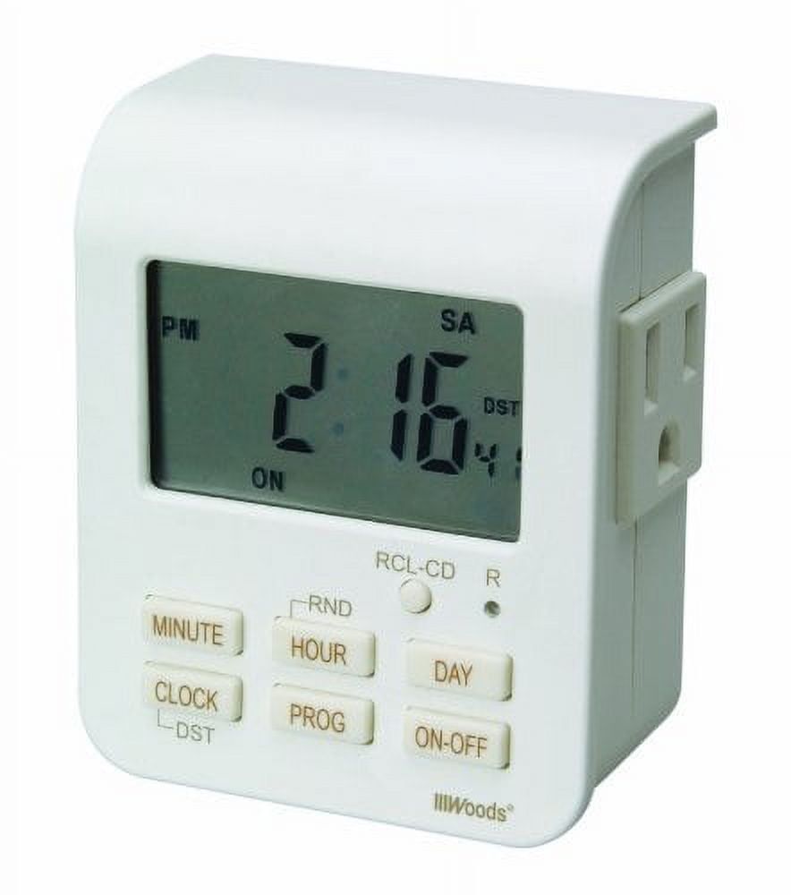 White Digital 7-Day Heavy Duty Indoor Timer with Dual Outlets