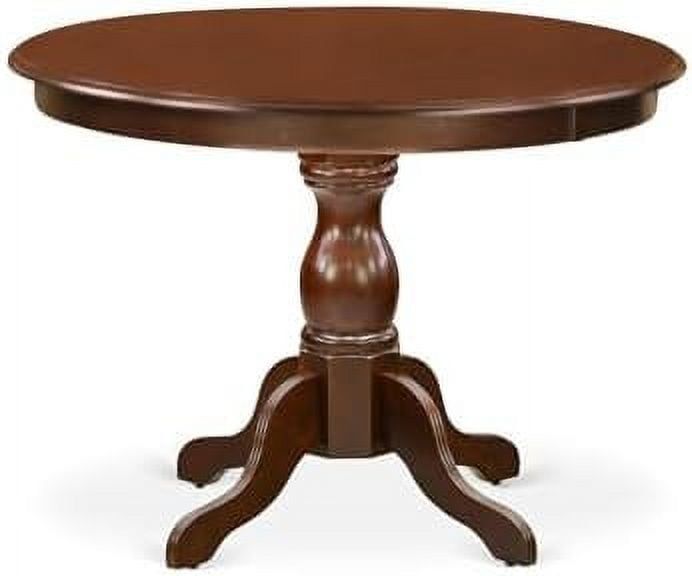 Mahogany Round Wood Dining Table with Pedestal Base