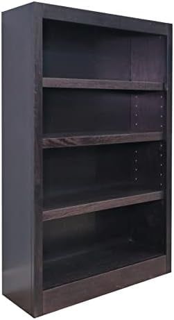 Espresso Adjustable Wood 4-Shelf Bookcase