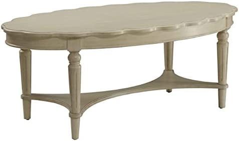 Elegant Oval Wood & Metal Coffee Table in Antique White