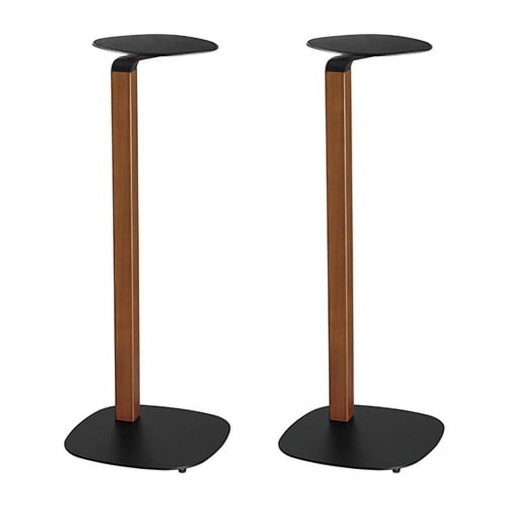 Walnut and Black Universal Speaker Floor Stands, 30.7" Tall