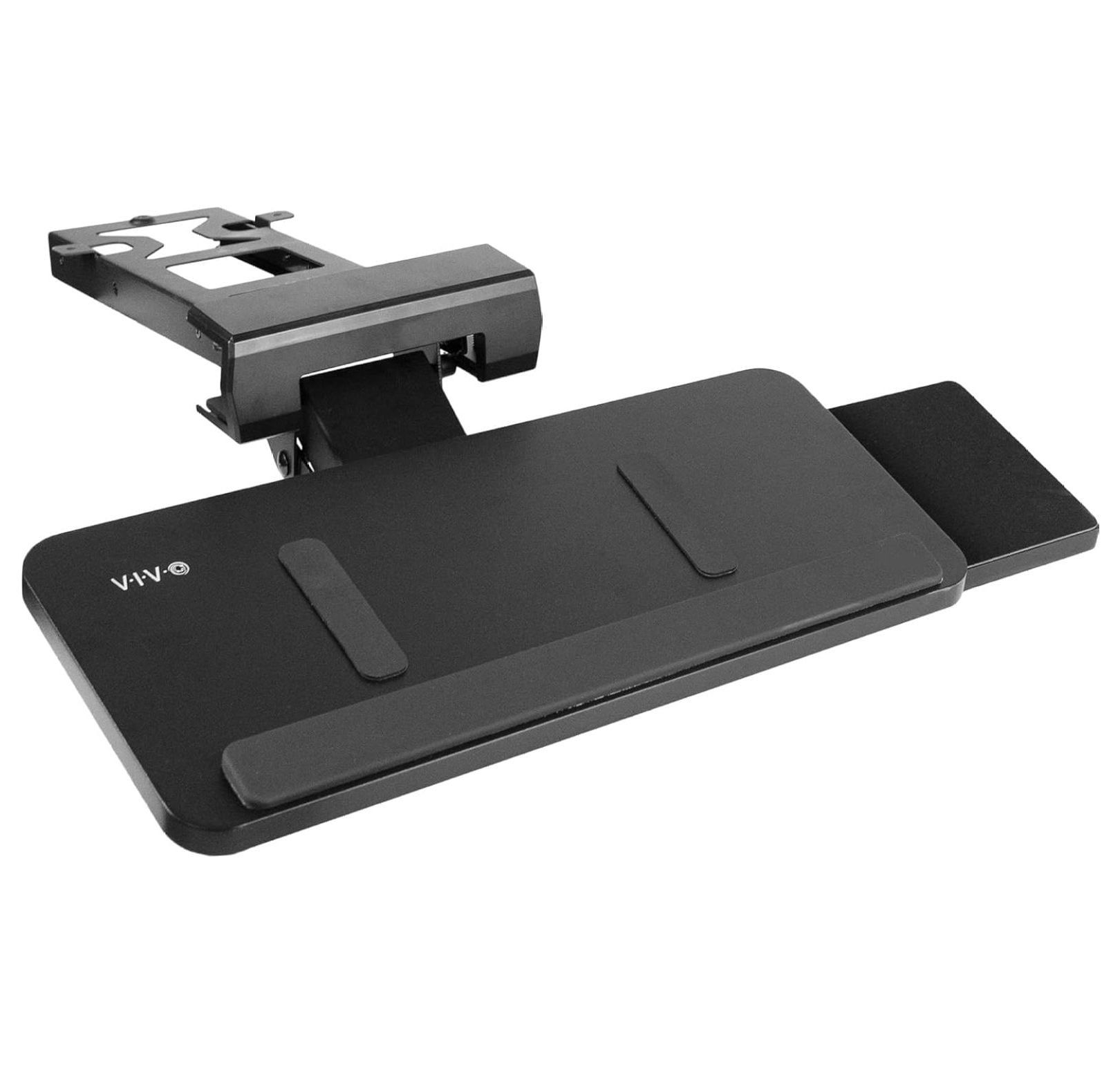 Extra Large Black Adjustable Keyboard Tray with Slide-Out Mouse Platform