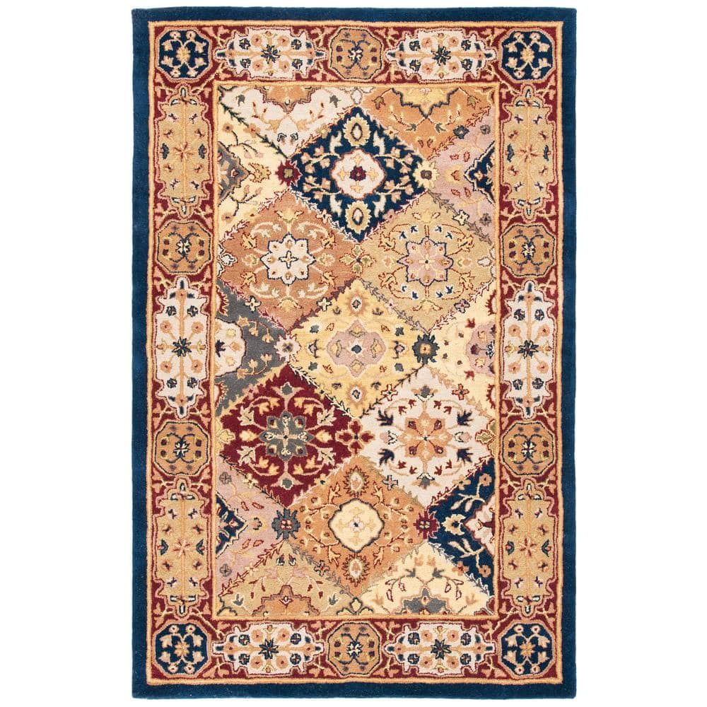 Handmade Multi/Red Tufted Wool Area Rug 48" x 27"