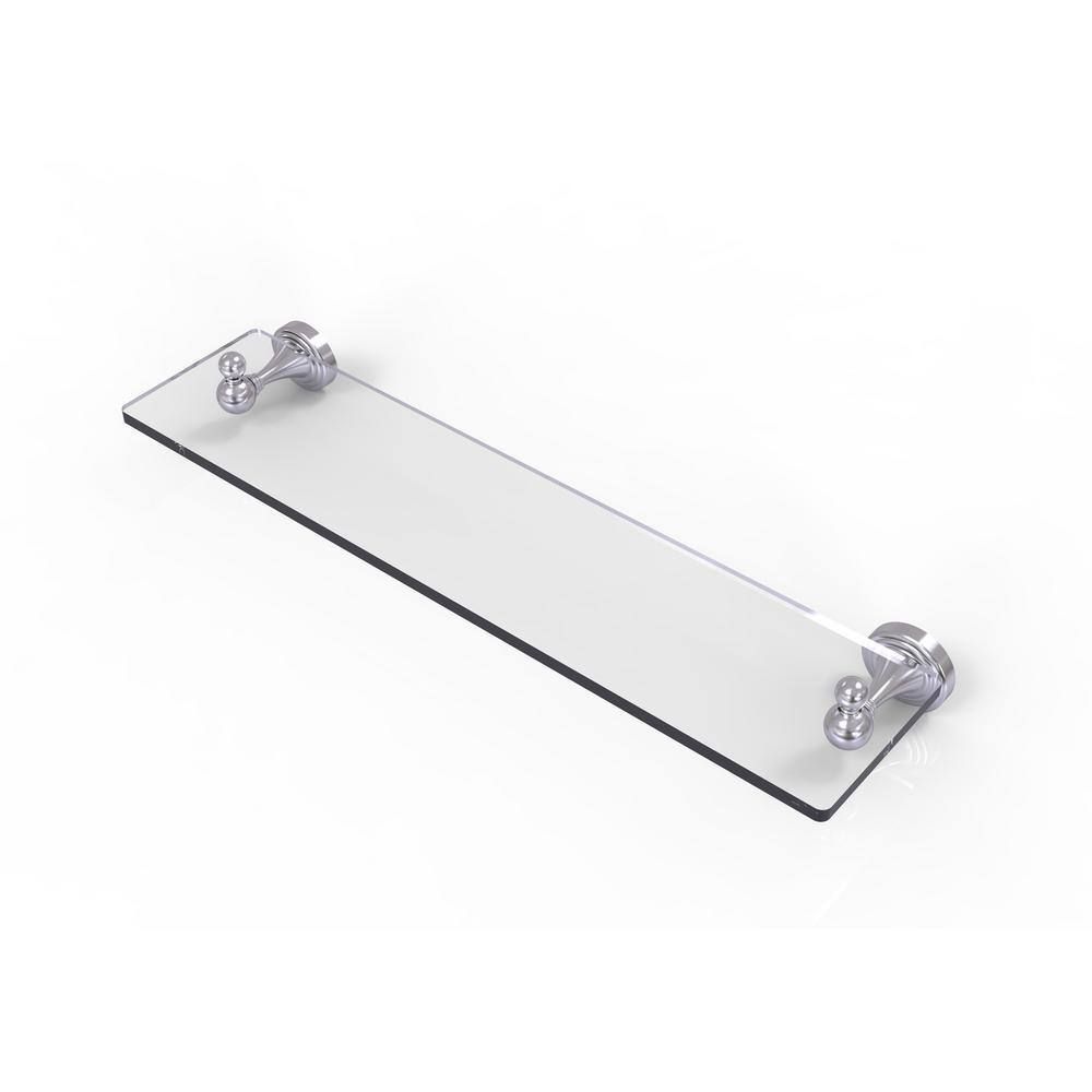 22" Satin Chrome and Wood Wall Vanity Shelf