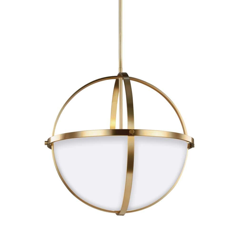 Alturas 3-Light Satin Brass Pendant with Etched White Glass