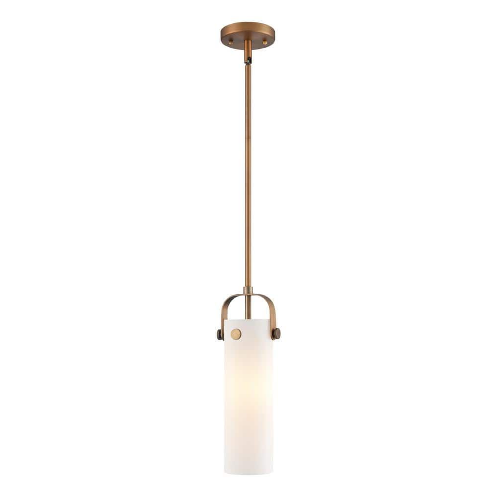 Pilaster II 14.5" Brushed Brass Cylinder Pendant with Glass