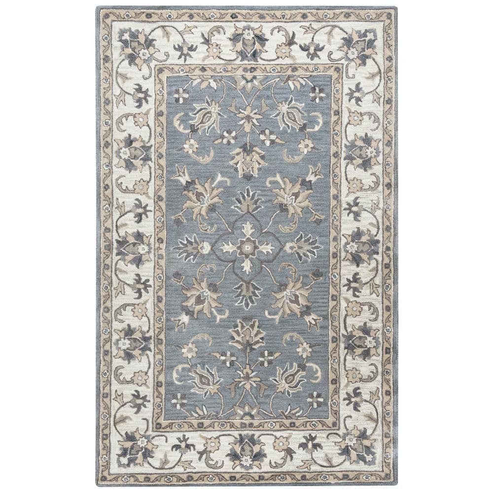 Liberty Grey Hand-Tufted Wool Rectangular Rug 5' x 8'