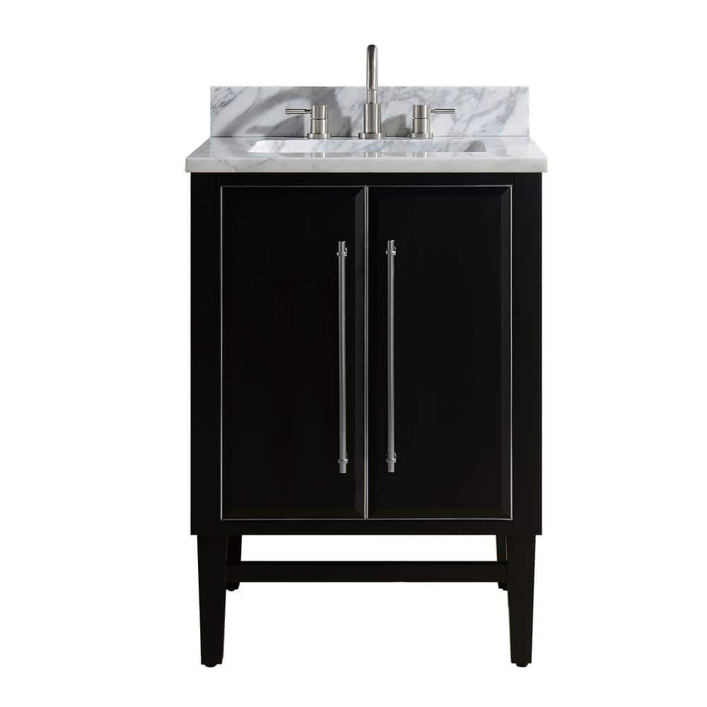 Mason 25" Black Solid Wood Vanity with Carrara Marble Top