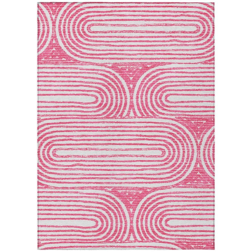 Blush Geometric Synthetic Reversible 3' x 5' Area Rug
