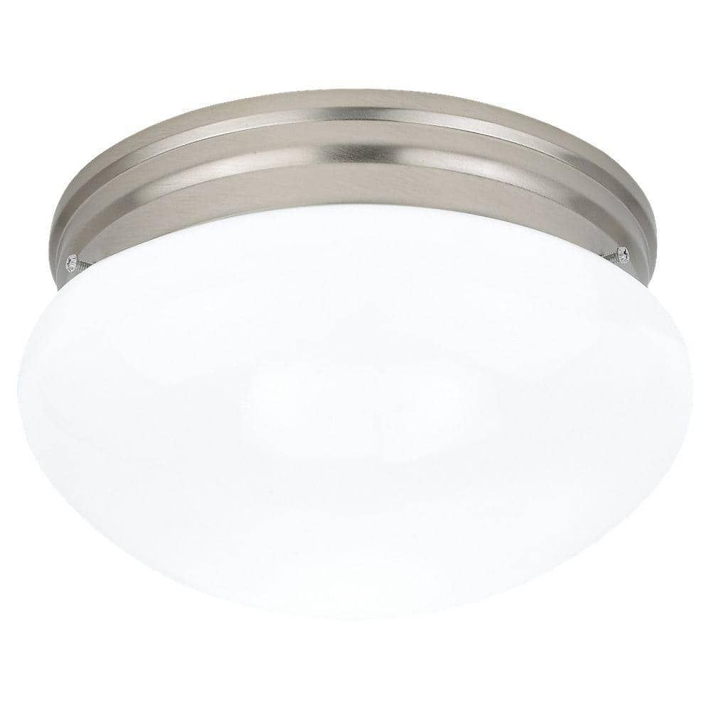 Webster 9.5-inch Brushed Nickel Flush Mount Light with White Glass Shade
