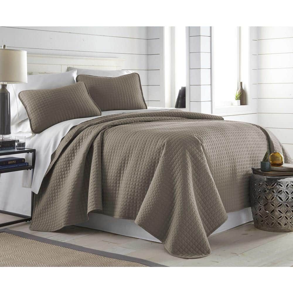 Vilano Dark Taupe Twin Microfiber Reversible Quilt Set