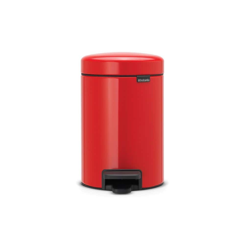 Passion Red Plastic Round Pedal Trash Can, 3 Liters