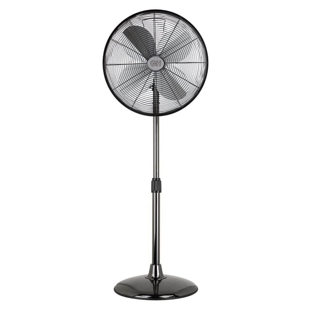 Retro Black Metal 16" Oscillating Floor Fan with Adjustable Height