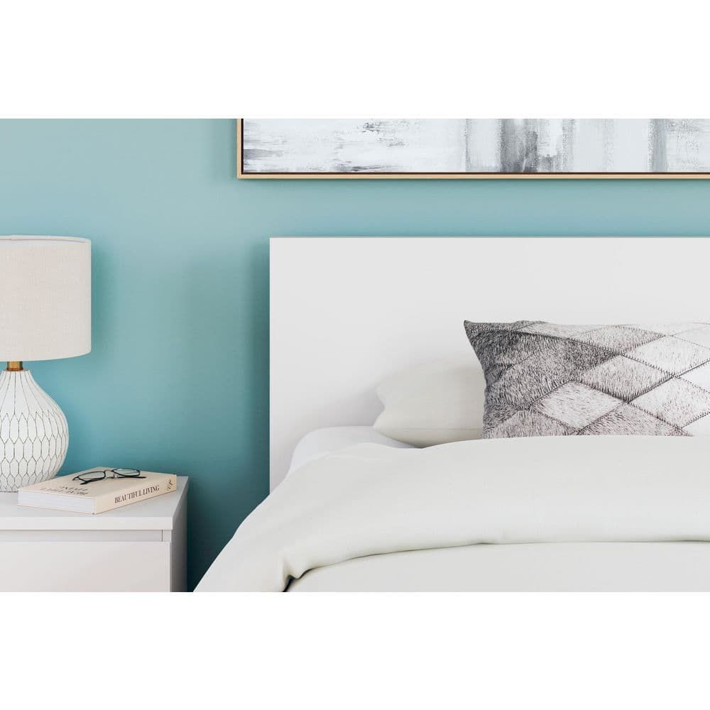 White Twin Wood Panel Bed with Adjustable Height