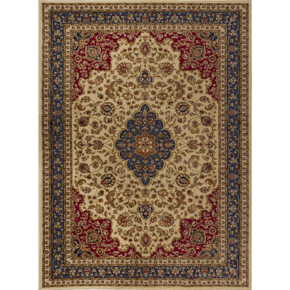 Sensation Ivory Synthetic 9' x 12' Easy-Care Area Rug