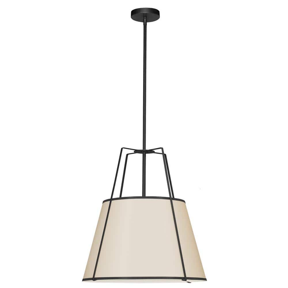 Black and White Modern Drum Pendant Light, 18-inch