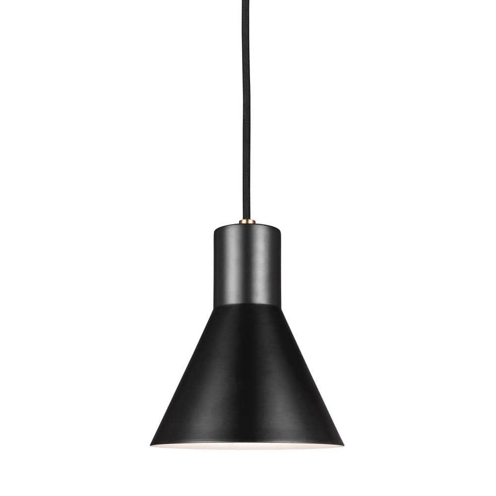 Satin Brass and Black Steel LED Mini Pendant Light