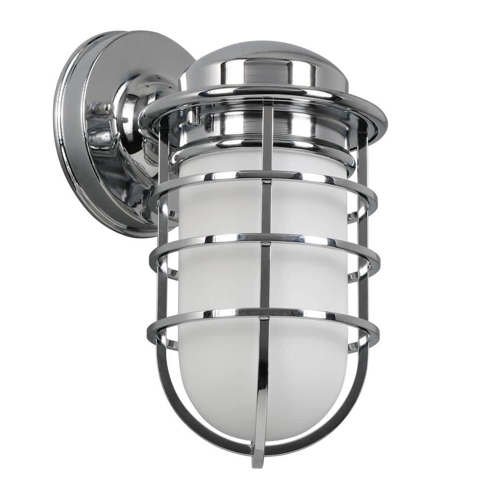 Polished Chrome Industrial Jelly Jar Wall Sconce