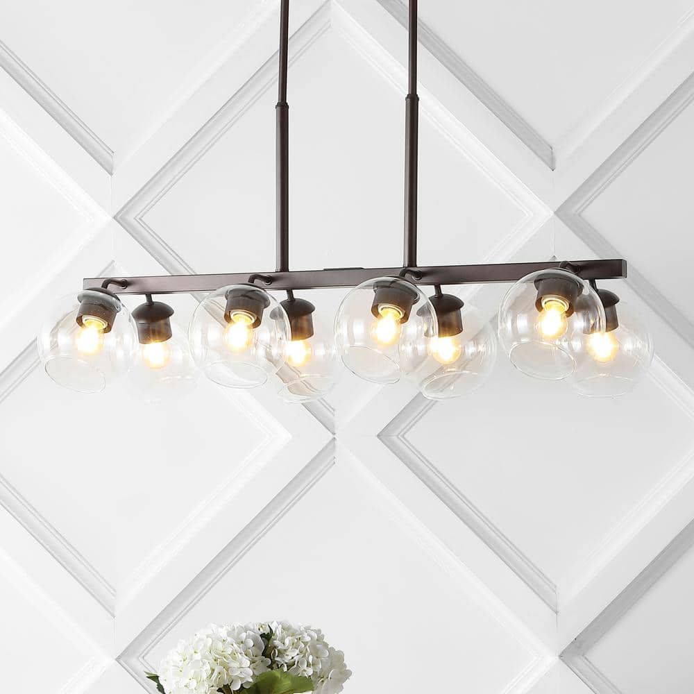 Julian 56.5" Oil-Rubbed Bronze LED Linear Pendant with Clear Glass Globes