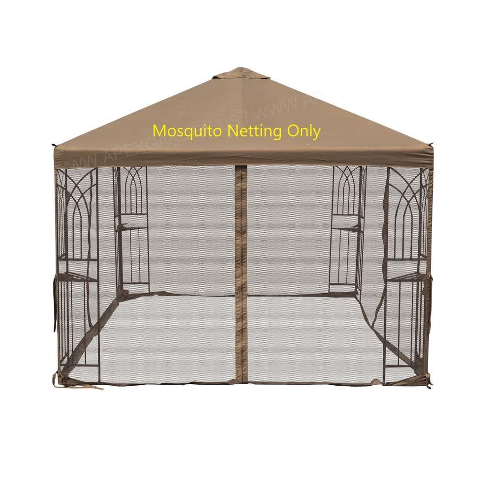 Tan 10' x 10' Gazebo Replacement Mosquito Netting with Zippers