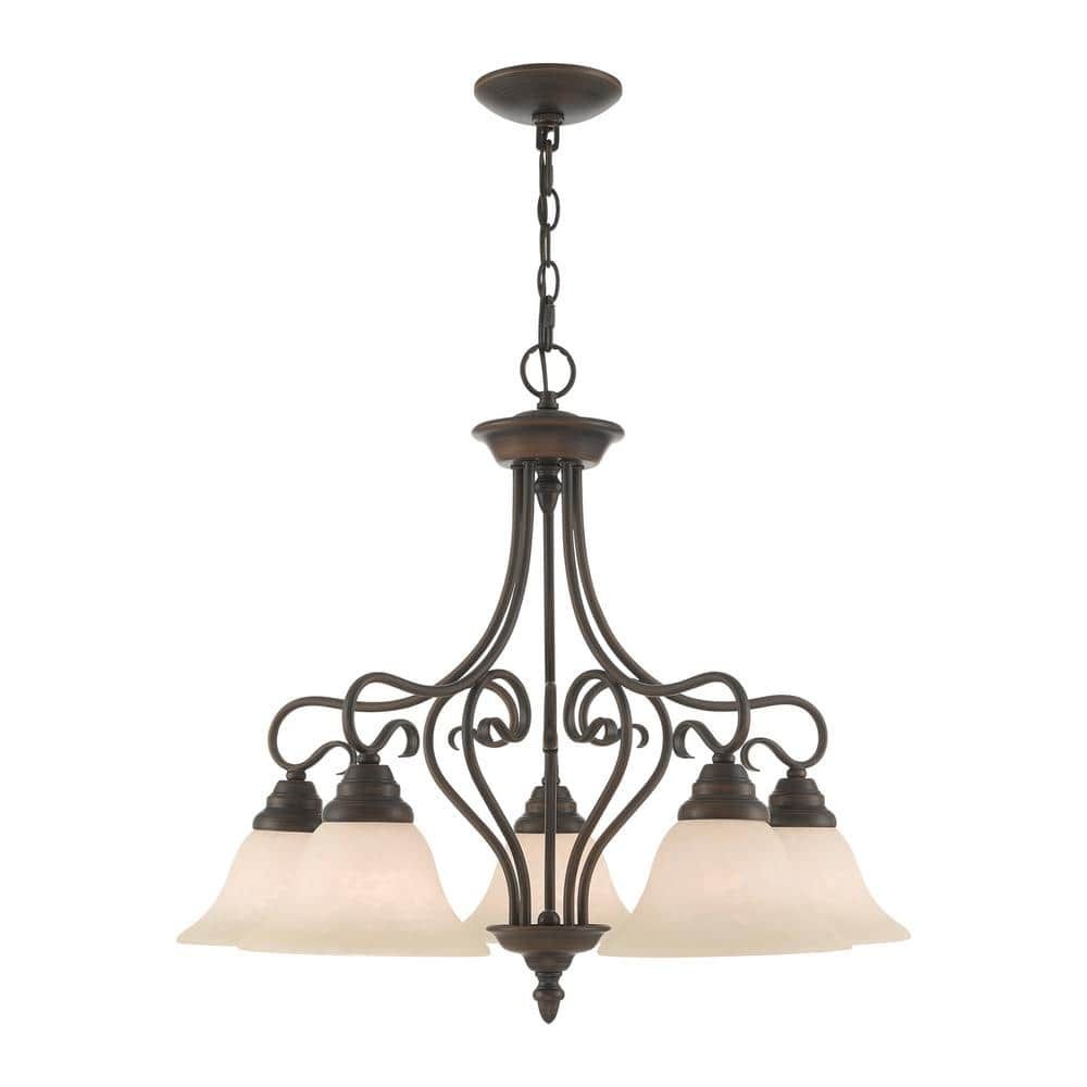 Imperial Bronze 5-Light Chandelier with Vintage Scavo Glass