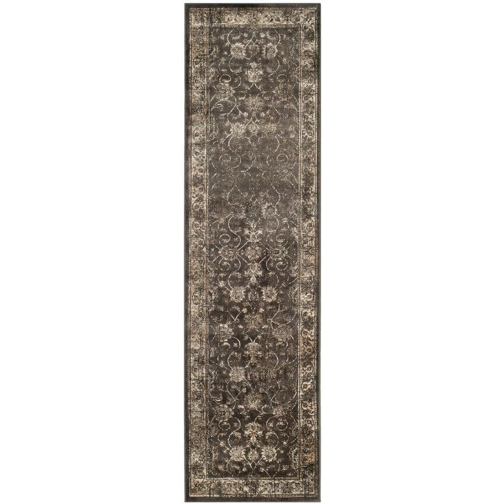 Elysian Grace 26" Gray Floral Wool-Viscose Blend Accent Rug