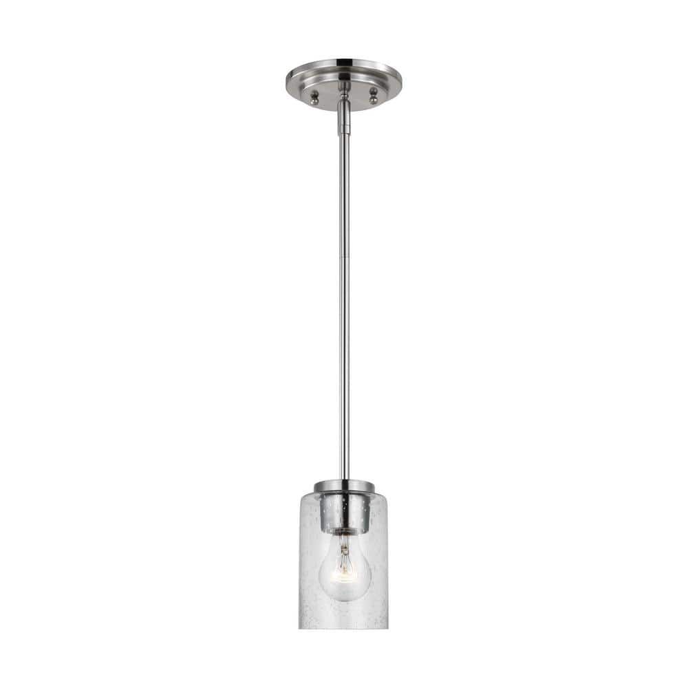 Oslo Brushed Nickel Mini Pendant with Clear Seeded Glass