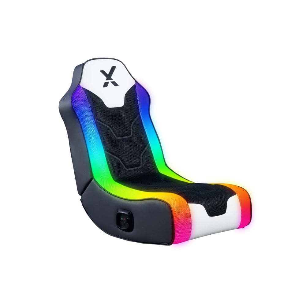 Black and White RGB LED Gaming Rocking Chair with Speakers