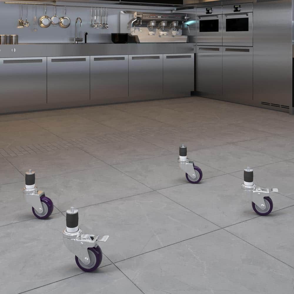 3 in. Purple and Silver Swivel Caster Wheels for Utility Tables