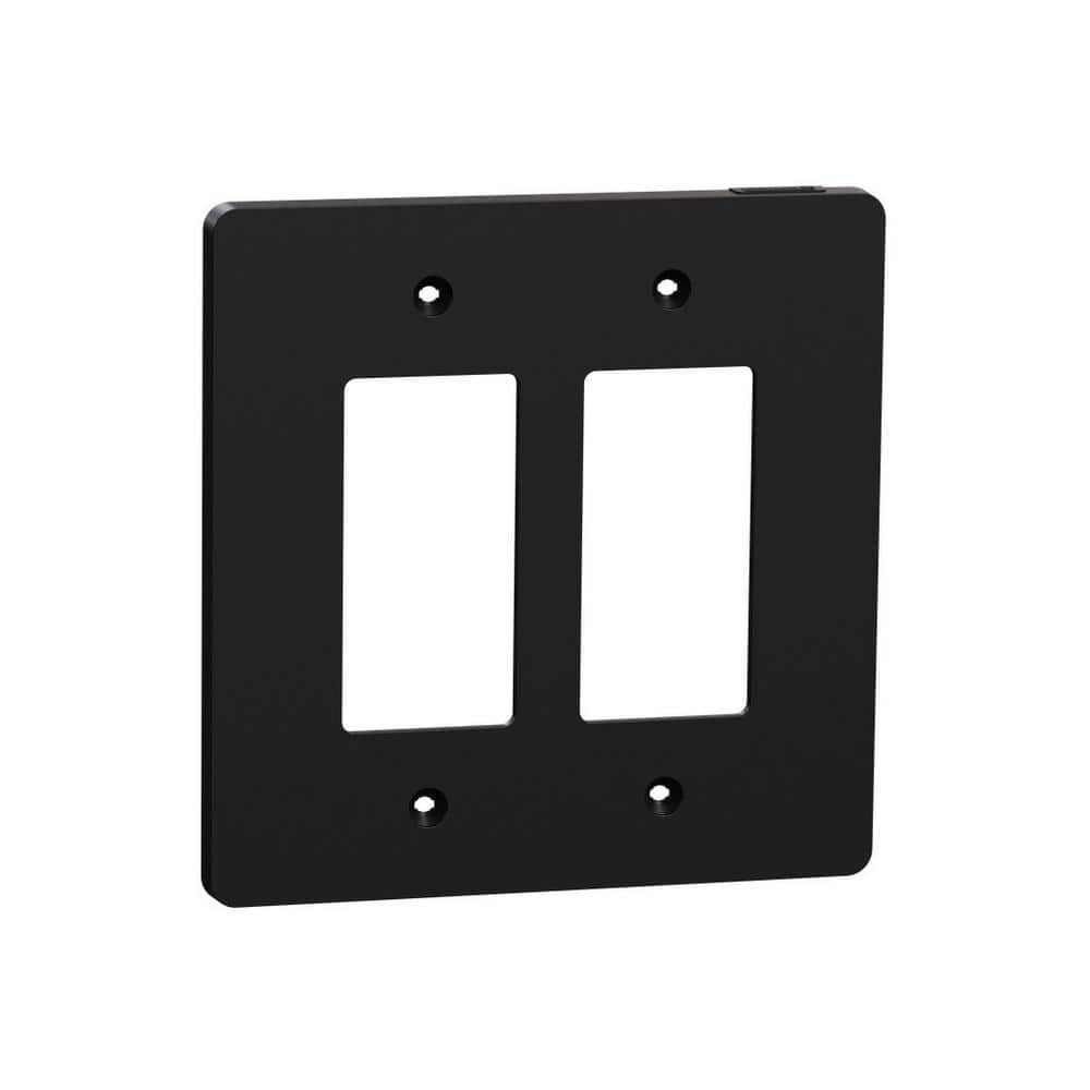 Matte Black 2-Gang Mid Size Wall Plate