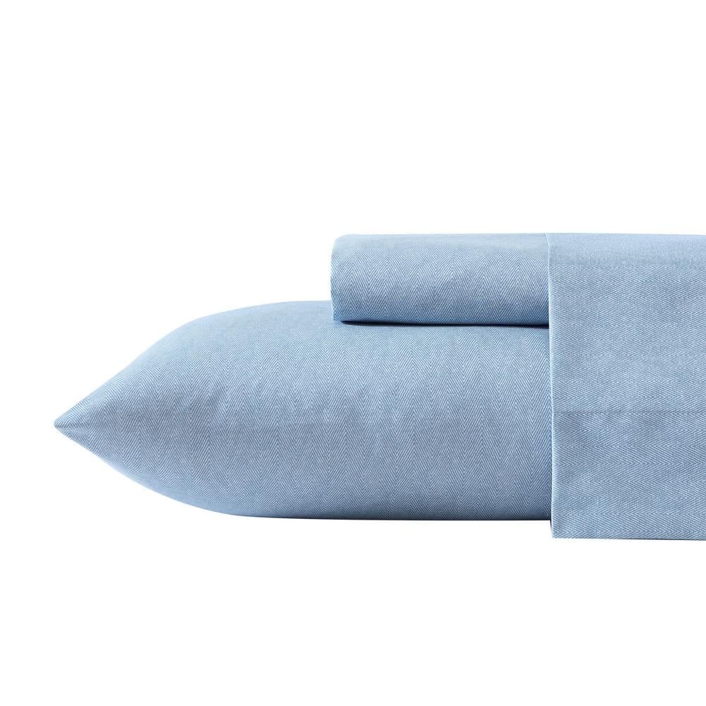 Aqua Sky Herringbone Full Microfiber Sheet Set